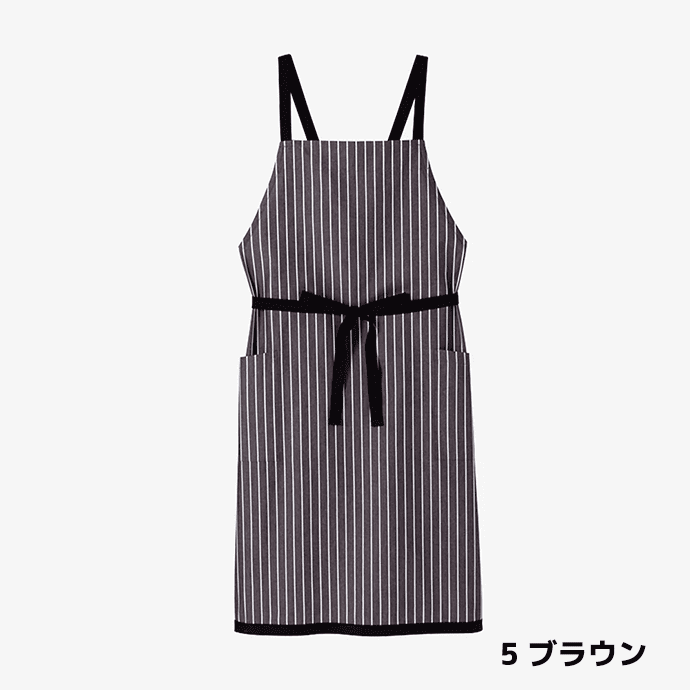 たすき掛けエプロン 先染めストライプ FK7122 フェイスミックス カフェ 飲食店 制服 [全4色]【取り寄せ】