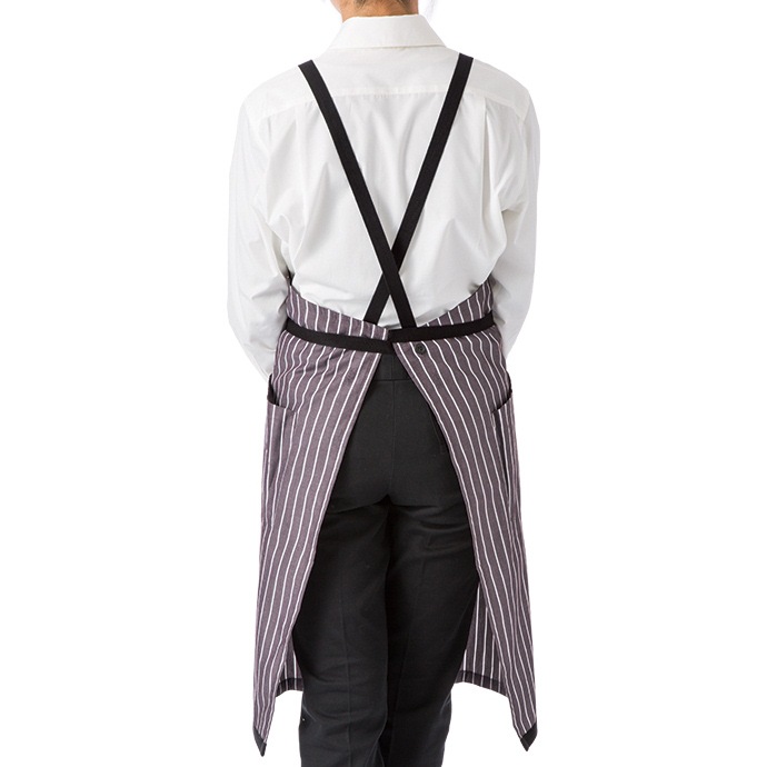 たすき掛けエプロン 先染めストライプ FK7122 フェイスミックス カフェ 飲食店 制服 [全4色]【取り寄せ】