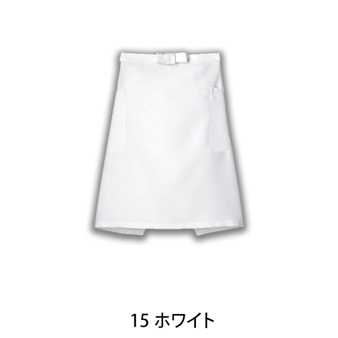 腰下エプロン ミドル丈 55cm 静電気防止 退色防止 FK7166 フェイスミックス カフェ 飲食店 制服 [全12色]【取り寄せ】