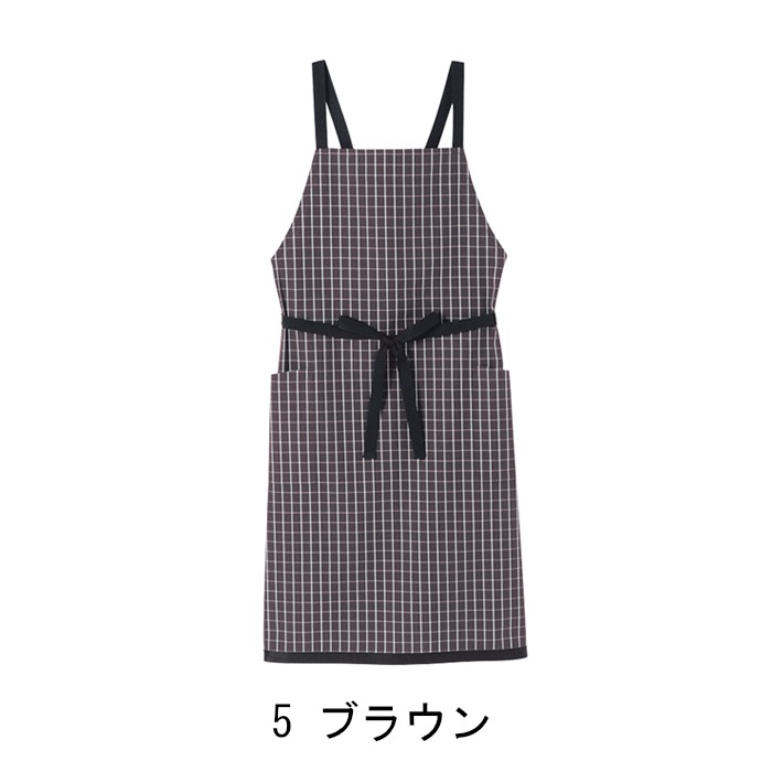 たすき掛けエプロン 先染めチェック FK7121 フェイスミックス カフェ 飲食店 制服 [全2色]【取り寄せ】