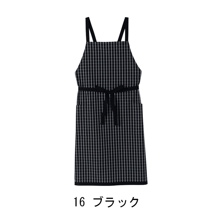 たすき掛けエプロン 先染めチェック FK7121 フェイスミックス カフェ 飲食店 制服 [全2色]【取り寄せ】