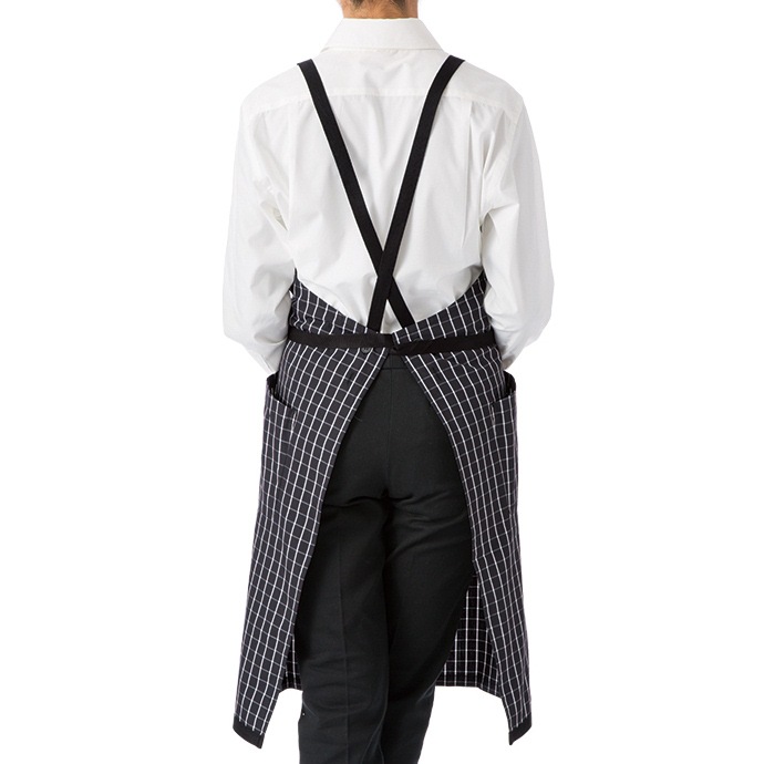 たすき掛けエプロン 先染めチェック FK7121 フェイスミックス カフェ 飲食店 制服 [全2色]【取り寄せ】