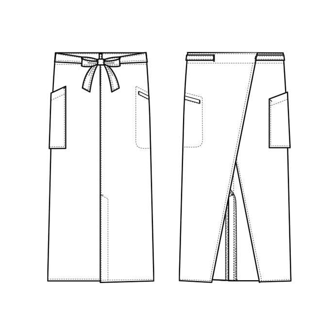 腰下エプロン ロング丈 78cm 制電 CT2365 セブンユニフォーム レストラン・接客 制服 [全9色] 【取り寄せ品】