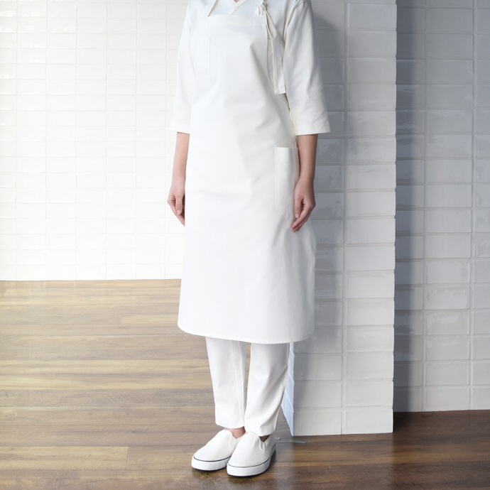 首掛けエプロン 撥水 綿100% オーガニックコットン QT7334 セブンユニフォーム 飲食・サービス 制服 [オフホワイト]【取り寄せ品】
