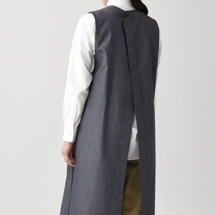 デニムエプロンドレス CS2348 セブンユニフォーム 飲食・サービス制服 [2色]【取り寄せ品】