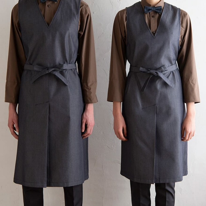 デニムエプロンドレス CS2348 セブンユニフォーム 飲食・サービス制服 [2色]【取り寄せ品】