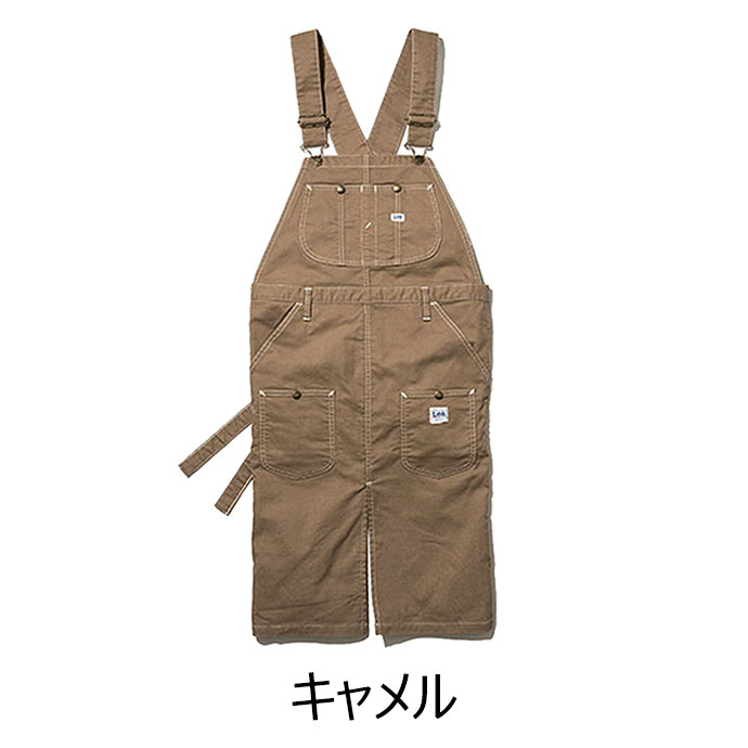 オーバーオールエプロン 胸当てエプロン 前スリット ストレッチ Lee LCK79007 カフェ 飲食店 倉庫作業 キャンプ ＤＩＹ 制服 [全3色]【取り寄せ品】