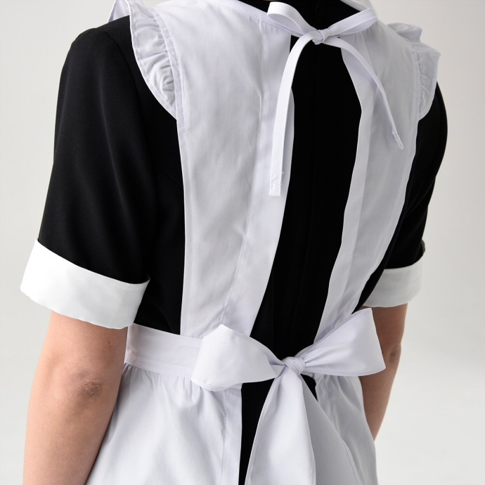 サロンエプロン 抗菌 防臭 ブロード フリル付き JT4515 セブンユニフォーム 飲食・給食 制服 [ホワイト ]【取り寄せ品】