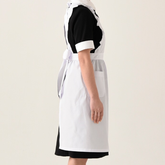 サロンエプロン 抗菌 防臭 ブロード フリル付き JT4515 セブンユニフォーム 飲食・給食 制服 [ホワイト ]【取り寄せ品】