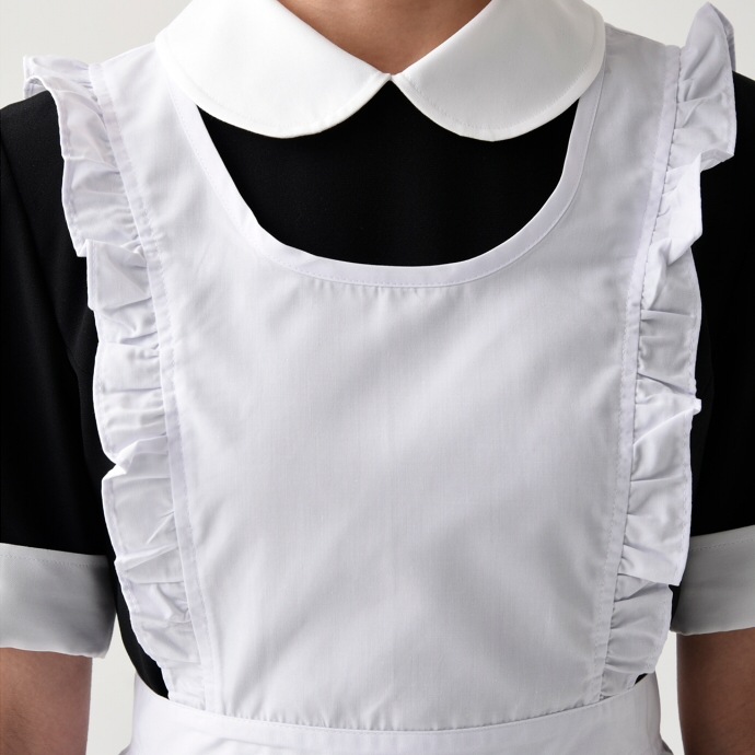 サロンエプロン 抗菌 防臭 ブロード フリル付き JT4515 セブンユニフォーム 飲食・給食 制服 [ホワイト ]【取り寄せ品】