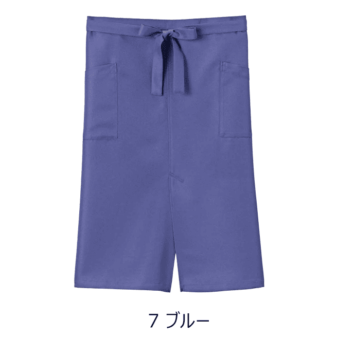 スリット入りソムリエエプロン 腰下エプロン ロング丈 72cm 制電 退色防止 FK7207 フェイスミックス カフェ 飲食店 [全12色]【取り寄せ】