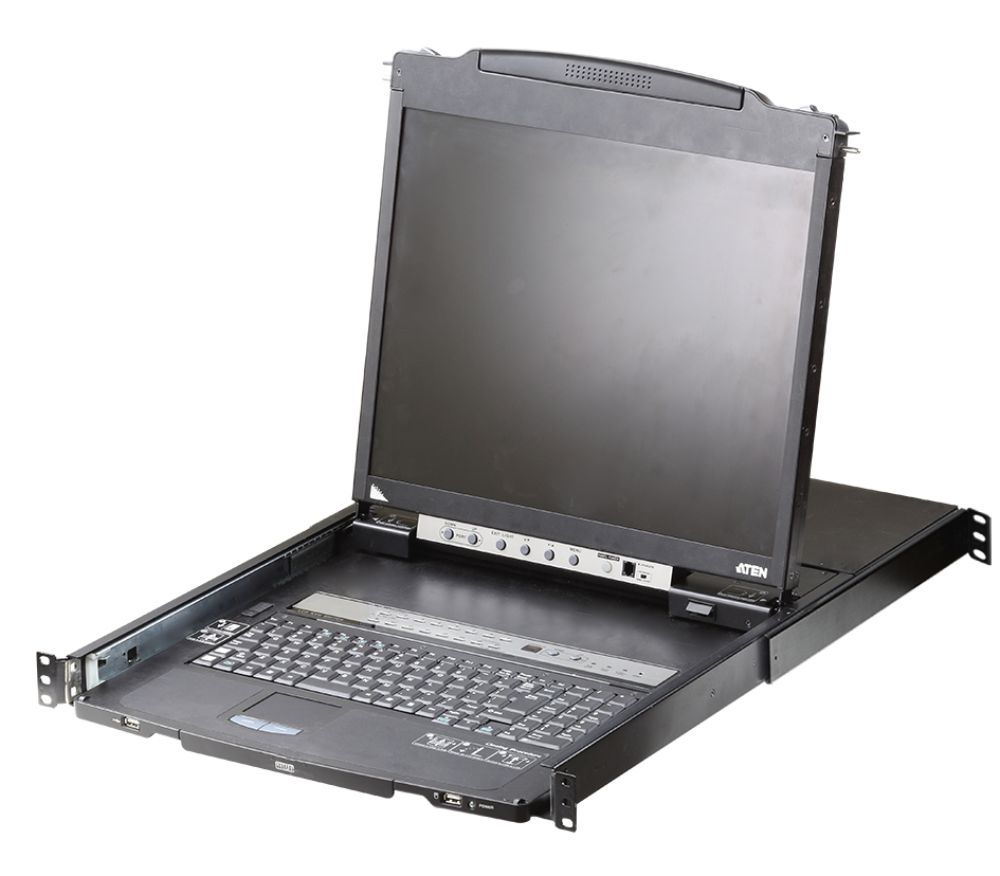 8ポート PS/2-USB VGA デュアルスライド LCD KVMドロワー