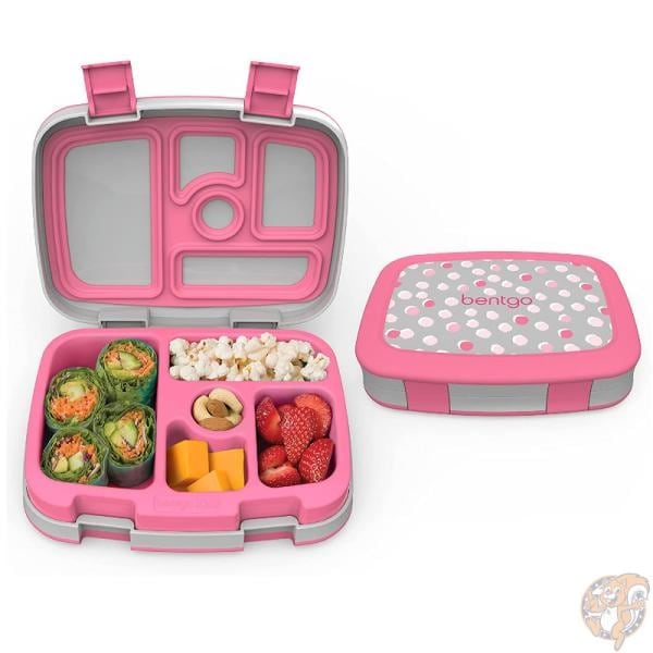 Bentgo（ベントゴー）子供用 弁当箱 キッズ ランチボックス 5コンパートメント 漏れ防止 ピンク ドット 弁当 食洗機対応 BPAフリー お昼ご飯