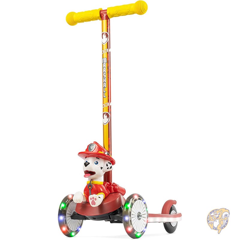パウパトロール マーシャル 子供用キックスクーター セルフバランス3輪スクーター ライトアップホイール&デッキ付き 軽量設計 3歳以上の子供向け 34kg制限 ボイジャー Voyager