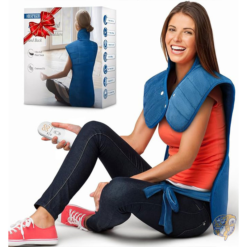 加熱パッド 首 肩 背中用 女性/男性へのクリスマスプレゼント1.2kg 加重加熱パッド 背中の痛みを和らげる 6段階の熱設定 自動オフ機能付き 55 x 93cm HOERMIGON ホルミゴン