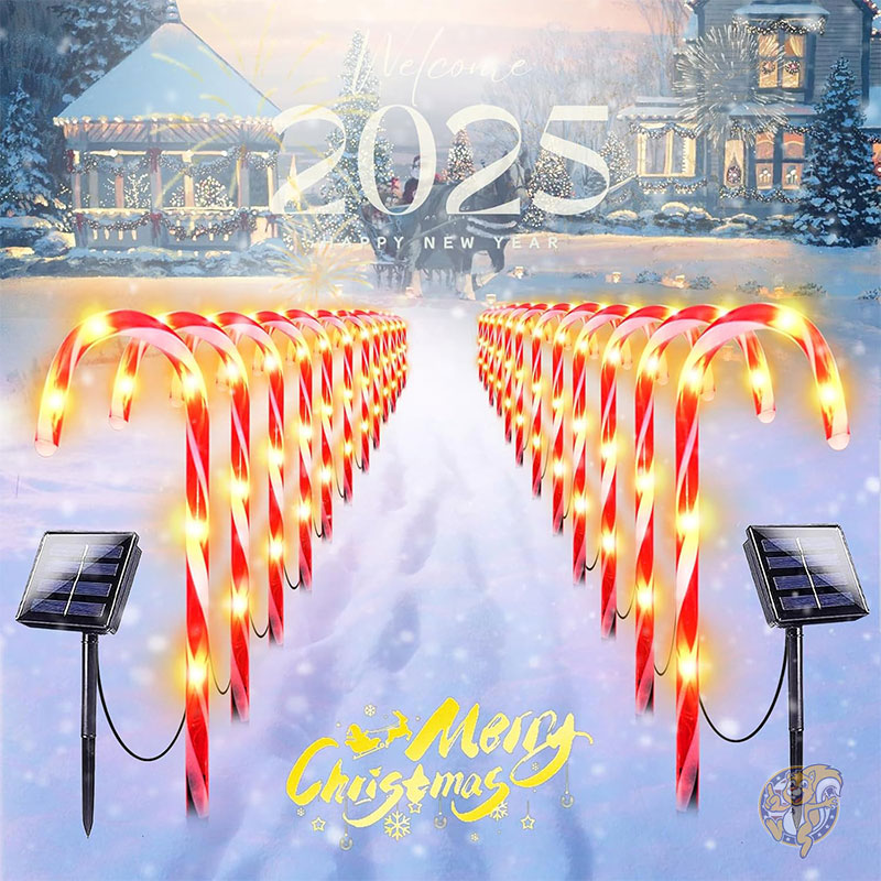 リスマスキャンディケインライト 24個パック アップグレードソーラーク ソーラーパスウェイライト 防水 クリスマス デコレーション 屋外 8モード パーティー パティオ ガーデン 芝生 庭の装飾用 IDEAALS アイディアルス