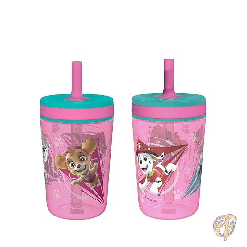 パウ・パトロール スカイ&エベレスト 15オンス 443ml タンブラーセット 非BPA 漏れ防止 蓋/ストロー付き 丈夫なプラスチックとシリコン製 幼児や子供に最適なベビーカップ 2個セット Zak Designs ザックデザイン