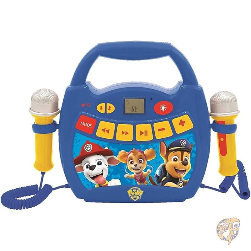 パウ・パトロール 子供用ポータブル カラオケ プレーヤー チェイス マーシャル スカイ マイク ライト効果 Bluetooth 録音 ボイスチェンジャー機能付き 充電式バッテリー 子供用おもちゃ MP320PAZ Lexibook レキシブック