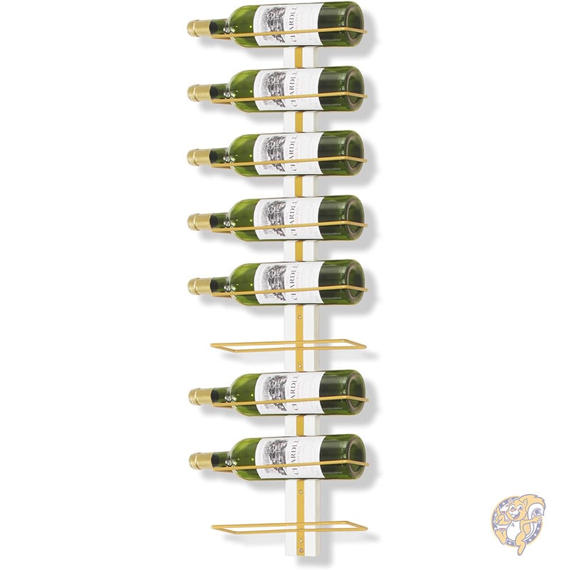 壁掛けワインラック ワインボトル9本用 ゴールド 壁掛けワインラック 壁用ワインラック ワインホルダー 壁掛けワインボトルラック キッチン ダイニングルーム バー用 B4Life B4ライフ