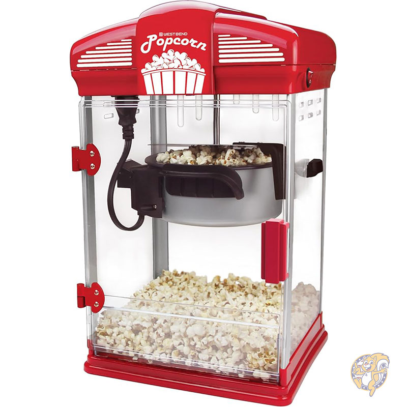 映画館ポップコーンポッパー グルメポップコーンメーカーマシン ノンスティックポップコーンケトル 計量ツール スクープ付き 3.7L 4クォート West Bend ウエストベンド