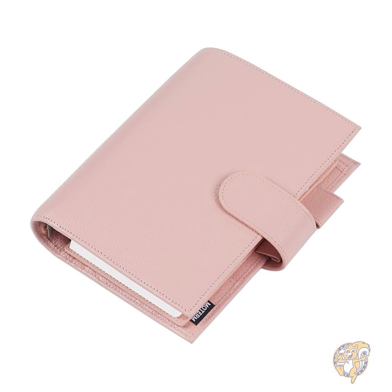 手帳 パーソナル リュクス リング プランナー 本革バインダー オーガナイザー (30mm リング ペブルド ダスティ ローズ ルーズリーフ式手帳 Moterm モターム