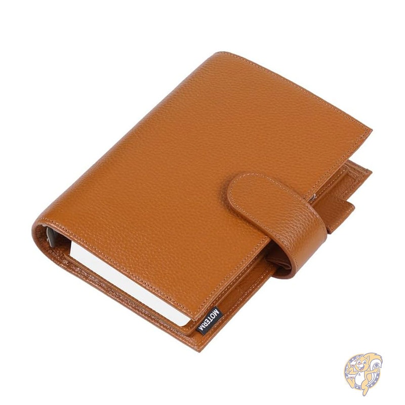 手帳 パーソナル リュクス リング プランナー 本革バインダー オーガナイザー 30mm リング ペブルド バーント オレンジ ルーズリーフ式手帳 Moterm モターム