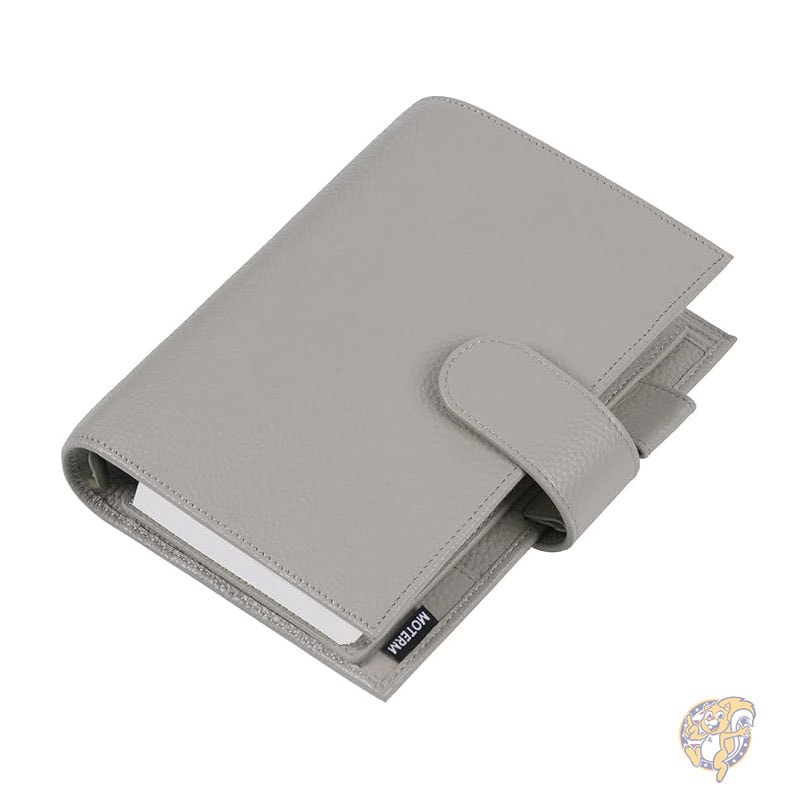 手帳 パーソナル リュクス リング プランナー 本革バインダー オーガナイザー 30mm リング ペブル グレー ルーズリーフ式手帳 Moterm モターム