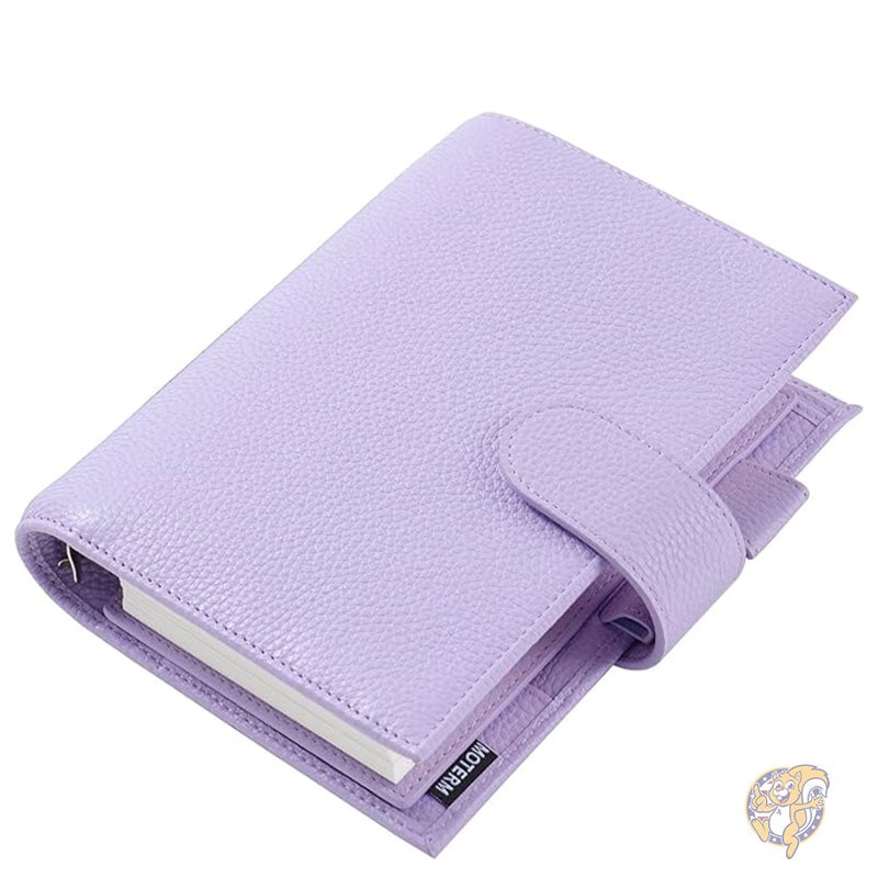 手帳 パーソナル リュクス リング プランナー 本革バインダー オーガナイザー 30mm リング ペブル ラベンダー ルーズリーフ式手帳 Moterm モターム