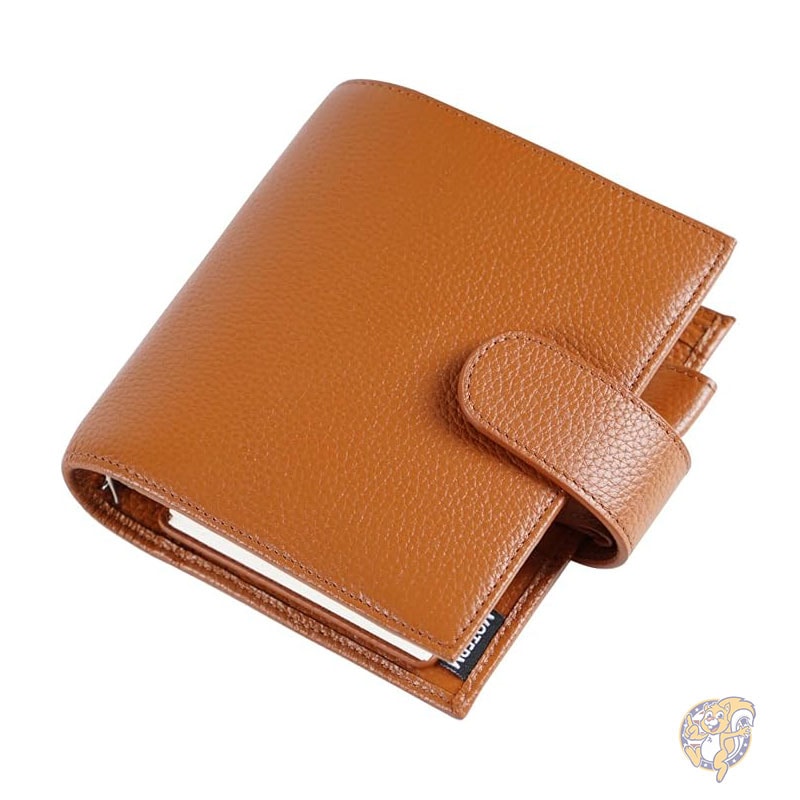 手帳 ポケット リュクス リング プランナー 本革バインダー オーガナイザー 30mm リング ペブルバーントオレンジ ルーズリーフ式手帳 Moterm モターム