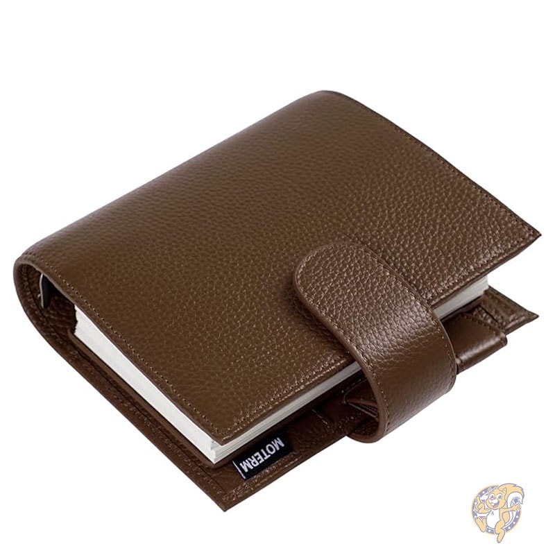 手帳 ポケット リュクス リング プランナー 本革バインダー オーガナイザー 30mm リング ペブルチョコレート ルーズリーフ式手帳 Moterm モターム