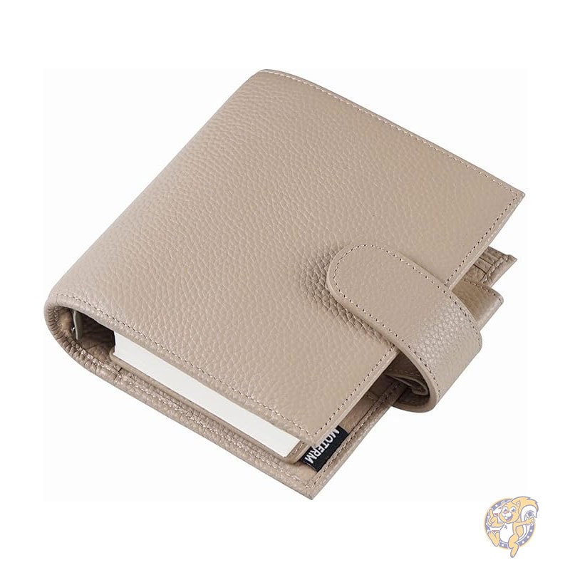 手帳 ポケット リュクス リング プランナー 本革バインダー オーガナイザー 30mm リング ペブル トープ ルーズリーフ式手帳 Moterm モターム