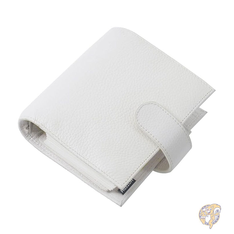 手帳 ポケット リュクス リング プランナー 本革バインダー オーガナイザー 30mm リング ペブルド クリーム ルーズリーフ式手帳 Moterm モターム