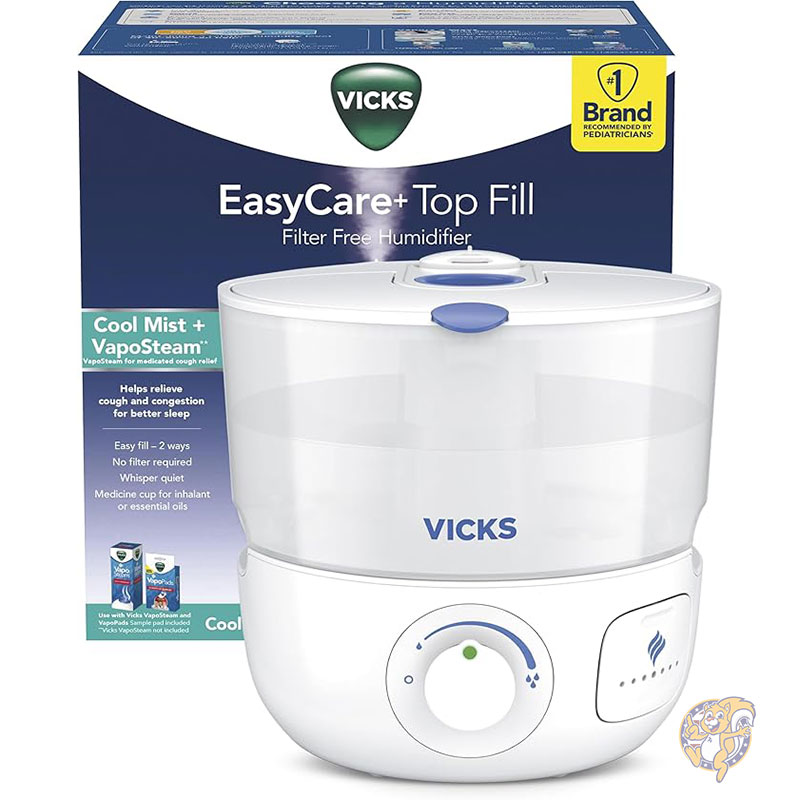 加湿器 イージーケア プラス トップフィル フィルターフリー クールミスト加湿器 小部屋用 蒸気用 2通り- Vicks VapoPad VapoSteam 対応 Vicks ヴィックス