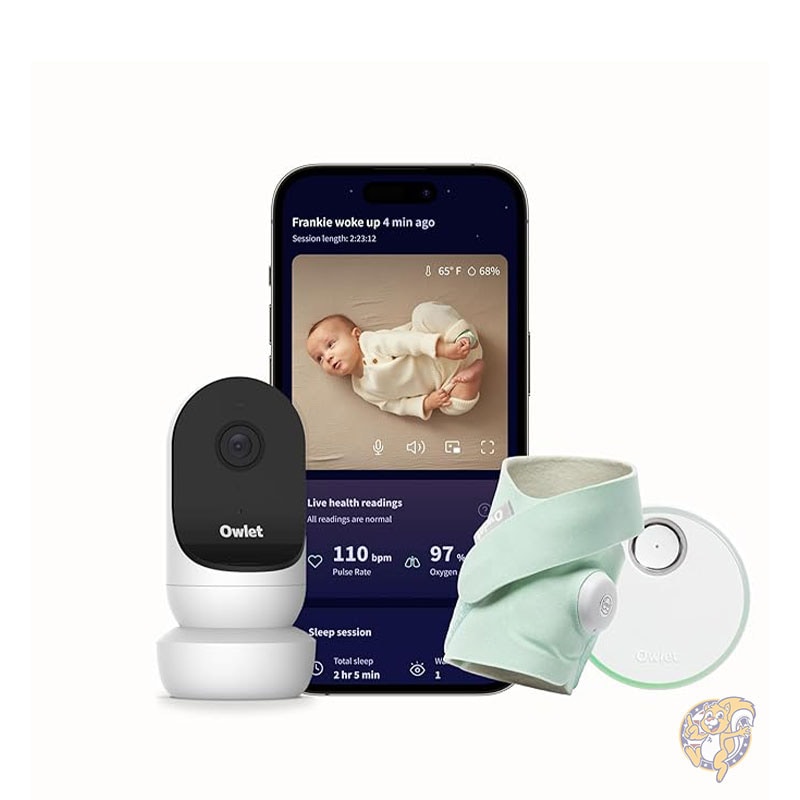 スマートモニター Dream Duo スマート ベビー モニター FDA 認定の Dream Sock Plus Owlet Cam 2 1080p HD WiFi ビデオで赤ちゃんの様子を見ながら脈拍数と酸素量を追跡して通知 Owlet オウレット