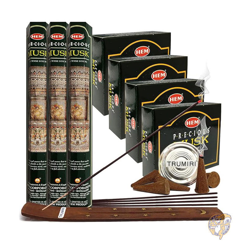 フランキンセンス ミルラ お香 Frankincense & Myrrh ムスク インセンス スティックとコーン インセンス ホルダー バラエティ パック バンドル
