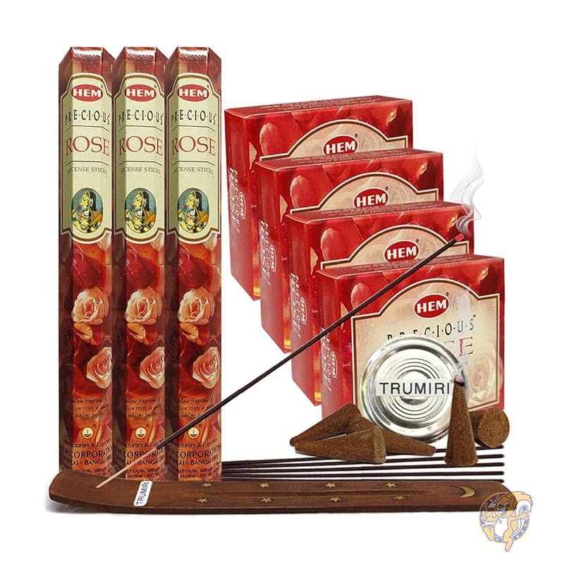 フランキンセンス ミルラ お香 Frankincense & Myrrh プレシャスローズ お香スティックとコーンのお香ホルダー バラエティパック