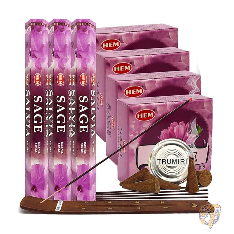 フランキンセンス ミルラ お香 Frankincense & Myrrh セージ お香スティックとコーンのお香ホルダーのバラエティパックバンドル insence insense insienso