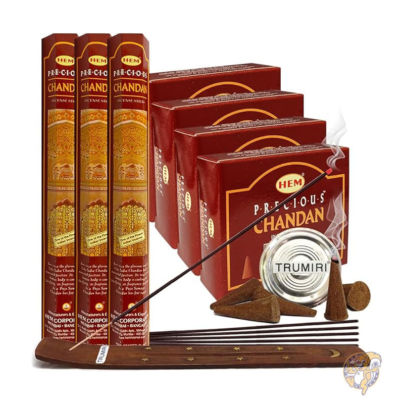 フランキンセンス ミルラ お香 Frankincense & Myrrh サンダルウッド お香スティックとコーンのお香ホルダー バラエティパック バンドル insence insense insienso