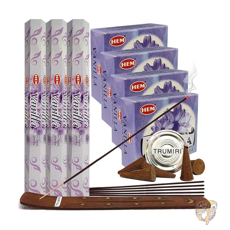 フランキンセンス ミルラ お香 Frankincense & Myrrh バニラ インセンススティックとコーン インセンスホルダー バラエティパック バンドル insence insense insienso