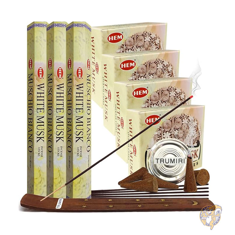 フランキンセンス ミルラ お香 Frankincense & Myrrh ホワイトムスク お香スティックとコーンのお香ホルダー バラエティパックバンドル insence insense insienso