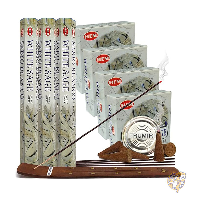 フランキンセンス ミルラ お香 Frankincense & Myrrh ホワイトセージ お香スティックとコーンのお香ホルダー バラエティパックバンドル insence insense insienso