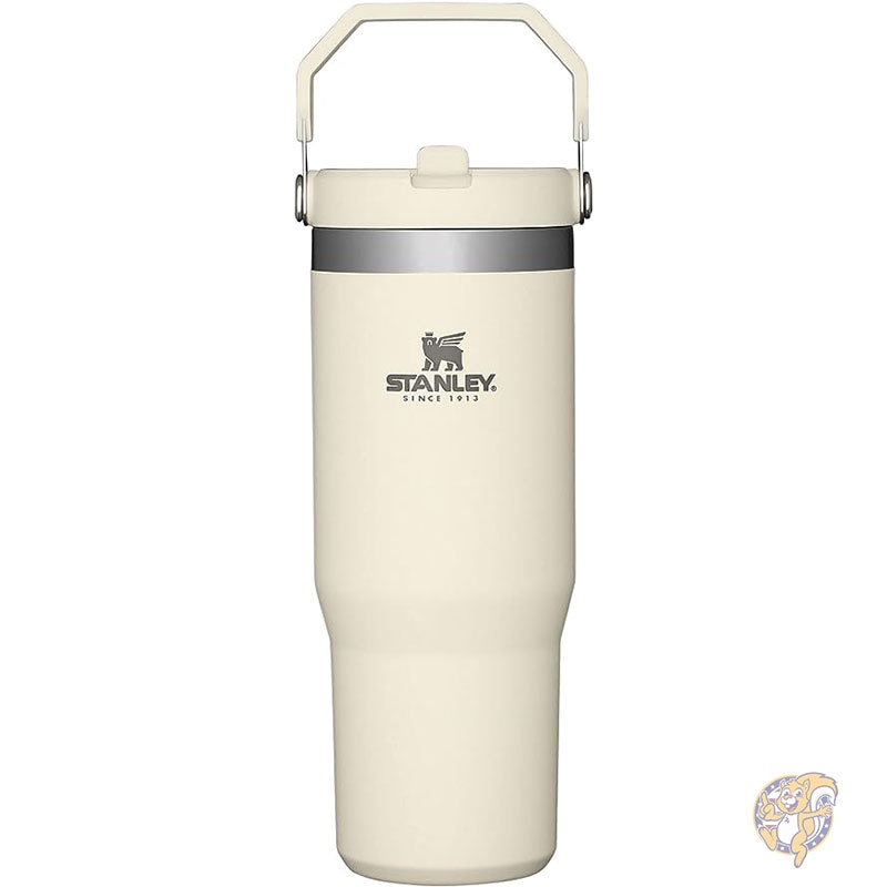Stanley スタンレー ウォーターボトル タンブラー IceFlow 30オンス（約890ml）ストロー付き ステンレススチールタンブラー 自宅 オフィス 車用 真空断熱ウォーターボトル 漏れ防止フリップ付きストロー付き再利用可能カップ 12時間冷たく 2日間氷で冷やせます クリーム