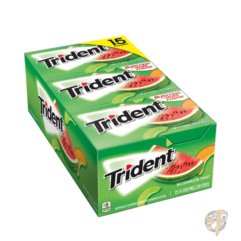 トライデント Trident  シュガーフリーガム スイカツイスト  15個入り 個包装  まとめ買い 