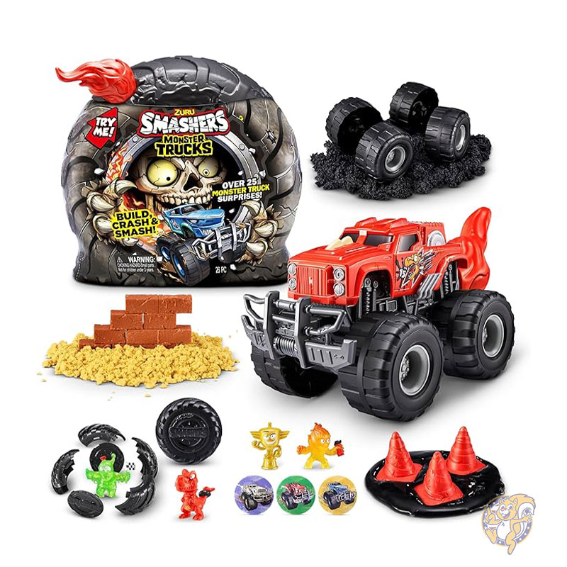 モンスタートラック サプライズ (恐竜トラック ) 25個のサプライズ付き コレクタブル モンスタートラックサプライズ スマッシュ スライム サンドコンパウンド ディスカバリー おもちゃ ZURU SMASHERS ズル by スマッシャーズ
