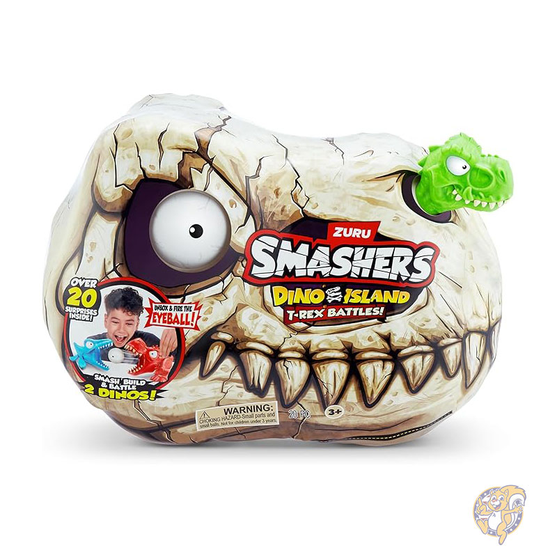 ディノ アイランド ミニ T-レックス バトル プレイセット ZURU 男の子用 恐竜バトルおもちゃ 発射 火 コレクタブル サプライズ アンボックス スカル おもちゃ ZURU SMASHERS ズル by スマッシャーズ