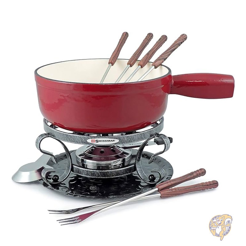 チーズフォンデュセット Swissmar KF-66517 ルガーノ 2クォート 2L 鋳鉄チーズフォンデュセット 9ピース チェリーレッド Swissmar スイスマー
