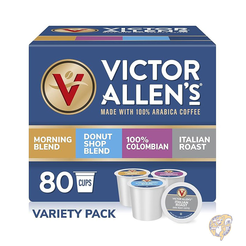 コーヒー バラエティ パック (モーニング ブレンド 100% コロンビア ドーナツ ショップ ブレンド イタリアン ロースト) 80個入り Keurig K-Cup ブリューワー用シングル サーブ コーヒー ポッド Victor Allen's ビクター・アレン