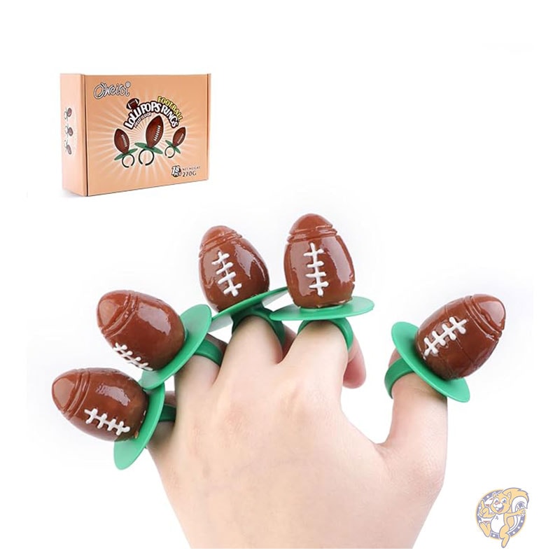 フットボール リングロリポップ キッズお菓子 テールゲート用 個別包装 イースターキャンディロリポップ 誕生日パーティー 記念品 18個入り Oweiroi オウェイロイ