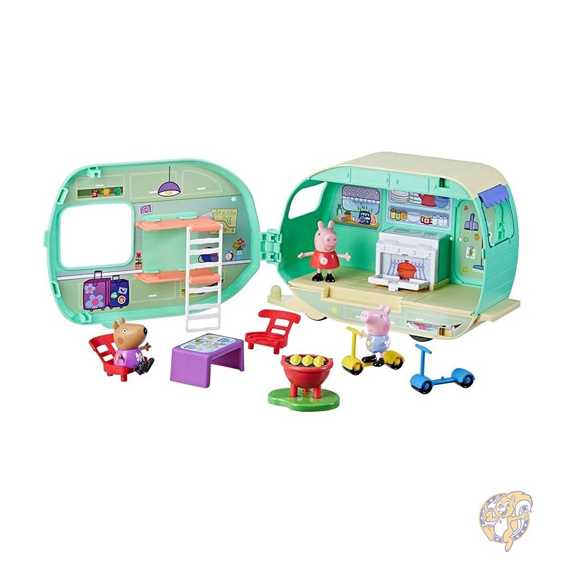 ペッパピッグ キャラバン プレイセット 女の子と男の子向け フィギュア 3体 アクセサリー 6 個 ごっこ遊び 幼稚園のおもちゃ 子供用ギフト 対象年齢 3 歳以上 Hasbro ハスブロ