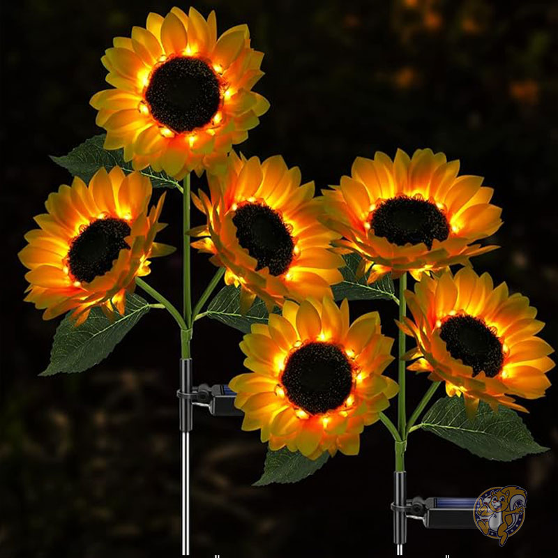 ソーラーひまわりライト 庭装飾 本物の花が咲く 800mAソーラー ガーデンライト 屋外防水ソーラーステークライト 裏庭 花壇 通路 パティオ ポーチ 装飾用 2個パック Meagoo ミーグー